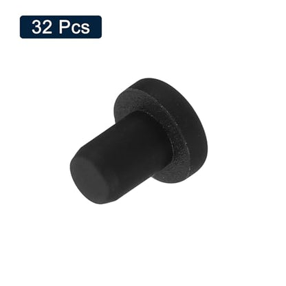 uxcell 32 Pieces Black Rubber Stopper, 4.5mm Plug Holes for 4-4.3mm/0.16-0.17" Hole - size: 4-4.3 mm