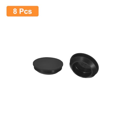 uxcell 8Pcs Silicone Plugs, Rubber Round Snap in Locking Hole Plugs for 25-27mm Hole, Hole Stoppers Waterproof Hole Plug for Metal Tube, Furniture End Caps Inserts, Black - size: 25-27mm