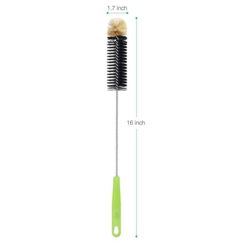 16 Inches Bottle Brush with Long Handle, Stainless Steel Wire Compact Multi-Use Bendable & Flexible Cleaning Narrow Neck Beer Bottles Brush,Durable Household Washing Tools for Vase Pipes Sink