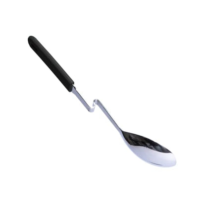 Souper Cubes + Lori Greiner No Mess Stainless Steel Cooking Spoon with Silicone Handle - Stainless Steel Serving Spoon No Mess Design Hooks on Side of Any Pot - Charcoal - color: Charcoal, size: Spoon 1-Pack