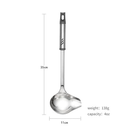 Gravy Ladle with Spout, Stainless Steel Large Ladles for Serving Sauce, Metal Ladle with Long Handle for Kitchen, Comfortable Grip, Durable Construction, Silver (4 oz) - size: 4 oz Gravy Ladle