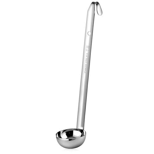 meekoo 1 Pieces Stainless Steel Ladle Soup Handle Ladle with Pouring Rim for Kitchen Cooking Soup Sauce (1 oz) - size: 1 oz