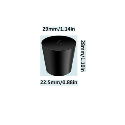 Laboratory Grade Rubber Stoppers, 12 Pieces Assorted Tapered Bungs Set, 5# Solid Black Round Rubbers Hole Plugs - size: 12pcs 5#