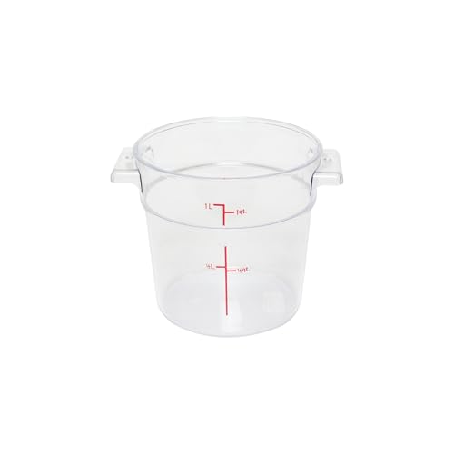 TrueCraftware- 1 Quart Clear Round Food Storage Container Polycarbonate- Commercial Reusable Food Container Canister with Measurement Markings for Meal Prep Pantry Kitchen Catering Use - size: 1 Quart