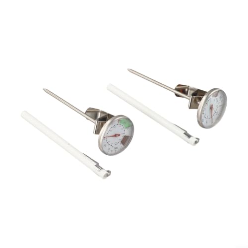 Stainless Steel Milk Frothing Thermometer 2 Pieces, Professional Coffee Thermometer with Clear for dial and Clip for Barista, for latte, for cappuccino, 30 to 210 Degrees F