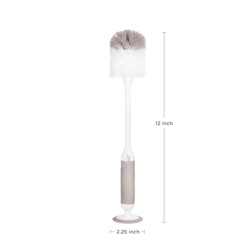 Ubbi Deluxe 2-in-1 Baby Bottle Cleaning Brush Set, Taupe, 2 Pack | Includes Nipple Brush with Suction Cup, Standing Bottle Brush, Dishwasher Safe, Baby Registry Essential - color: Taupe Deluxe Twin Pack Bottle Brush