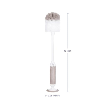Ubbi Deluxe 2-in-1 Baby Bottle Cleaning Brush Set, Taupe, 2 Pack | Includes Nipple Brush with Suction Cup, Standing Bottle Brush, Dishwasher Safe, Baby Registry Essential - color: Taupe Deluxe Twin Pack Bottle Brush