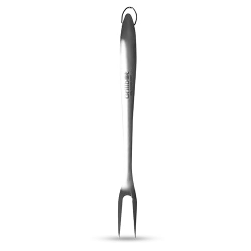 Grillbot BBQ Fork for Grilling, Premium Stainless Steel Metal Fork, Long Handle for Cooking, Grilling & Carving, Heavy Duty, Dishwasher Safe, Carving Fork for Meat 2 Prongs, Large Serving Fork - color: BBQ Fork
