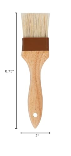 Restaurantware Pastry Tek 2 inch Wide Buttering Brush 1 Boar Bristle Pastry Brush - Hardwood Handle Built-In Hanging Hole Wood Basting Brush Sturdy Ferrule For Glazing And Basting - size: 8 3/4"