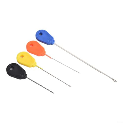 Baiting Needle Set, 4-Piece Carp Fishing Boilie Bait Drill Tool Kit with Gated Latch for Hair Rigs, Worms, Pellets, and Meat Baits