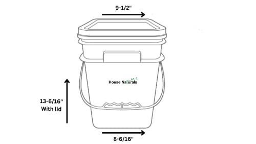 House Naturals 4 Gallon Square Food Grade Bucket Pail with Plastic Handles and Lid (Pack of 3) Made in USA containers (Aqua-White lids) - color: Aqua-white Lids