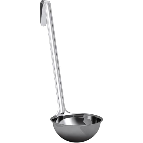 Super Sturdy, Ergonomic 6 Oz. Soup Ladle 1 Pk. Stainless Steel Ladles with Long Handles. Best Kitchen Accessories for Stirring, Portioning and Serving Soups, Chili and Stew in Restaurants and at Home - size: 6oz
