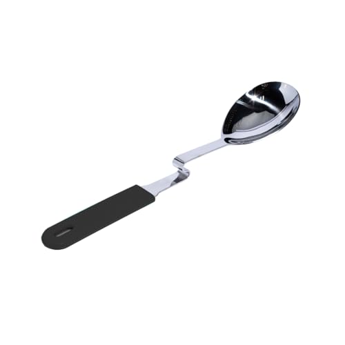 Souper Cubes + Lori Greiner No Mess Stainless Steel Cooking Spoon with Silicone Handle - Stainless Steel Serving Spoon No Mess Design Hooks on Side of Any Pot - Charcoal - color: Charcoal, size: Spoon 1-Pack