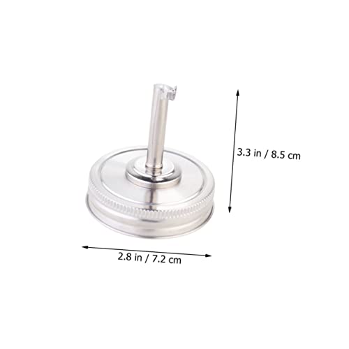 2pcs Stainless Steel Jar Pour Spout Lids Wide Mouth Replacement Lid for Oil Vinegar Liquor Soy Sauce Bottles Easy Pour and Store Leak-resistant Kitchen Accessory
