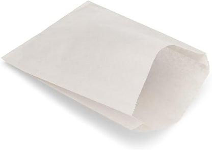 White Paper Sandwich Style Bags (200) 6"x 1"x 8" Dry Wax Grease Resistant Bags. Perfect for Sandwiches, Cookies, Pastries, Take Out, and Gifts - color: White