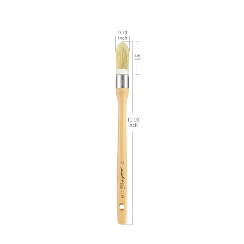 XDT#2918-15 Chalk Paint Brush, Wax Paint Brush Set for Furniture Crafts, Natural Bristle Oval Paint Brushes for All Painting and Waxing, Washable Reusable, No Shedding - size: #15