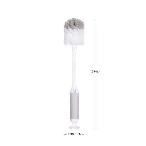 Ubbi Baby Bottle Cleaning Brush Set, Gray | Includes Nipple Brush, 2-in-1 Baby Bottle Brush Set, Standing Bottle Brush, Dishwasher Safe, Baby Registry Essential - size: One Size