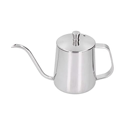RiToEasysports 304 Stainless Steel Gooseneck Kettle with Thermometer Hole Coffee Pouring Pot Perfect for Hotels Restaurants, 8.6x5.4in (Silver 350ML) - color: Silver 350ML