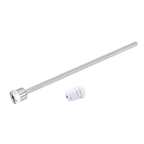 uxcell 8mm Dia G1/2 Thermowell Weldless Stainless Steel 304 with Cable Gland 250mm Length for Beer Fermenter, White - color: White, size: G1/2 x 250mm