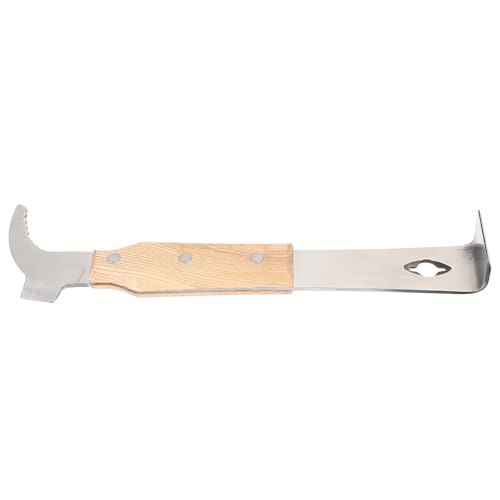 SUPVOX Stainless Steel Beehive Scraper and Frame Lifter with Wooden Handle Thickened Multifunctional Hive Cleaning Tool for Beekeeping Supplies and Hive Maintenance