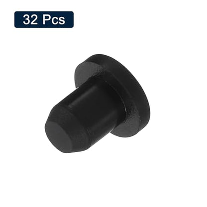 uxcell 32 Pieces Black Rubber Stopper, 6.3mm Plug Holes for 6mm/0.24" Hole - size: 6 mm