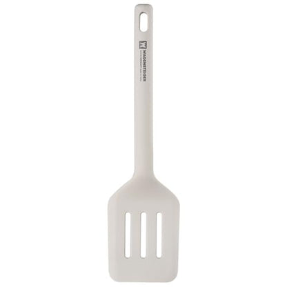 Wagensteiger Light Gray Silicone Slotted Spatula: Cooking Turner with Heat Resistant, Non-stick Cookware Safe, Gentle Head Design, BPA Free (11.81inch x 3.15inch) - size: 11.81inch x 3.15inch