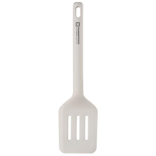 Wagensteiger Light Gray Silicone Slotted Spatula: Cooking Turner with Heat Resistant, Non-stick Cookware Safe, Gentle Head Design, BPA Free (11.81inch x 3.15inch) - size: 11.81inch x 3.15inch
