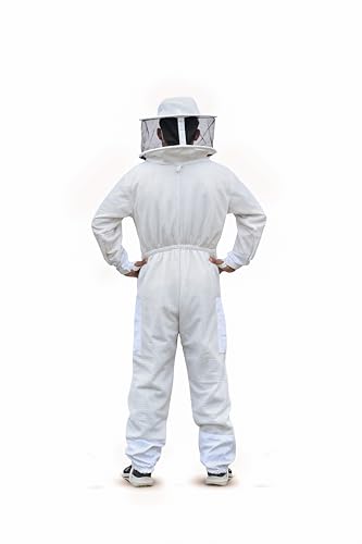 Beekeeping Suit Ventilated 3 Layer Ultra with Total Protection with Safety Fencing for Professional Beekeeping Supplies with Carrying Bag (BP-311-White)-XL - color: White, size: XL