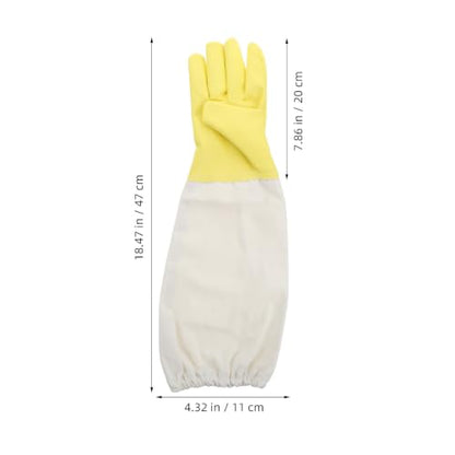 Beekeeping Safety Gloves with Long Ventilated Pu Canvas Sleeves, High Durability and Flexibility Protective Hand Gear for Outdoor Work and Beekeepers