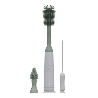 Dr. Brown's Electric Silicone Brush Set | Spinning Handle, 3 Brushes to Clean Baby Bottles, Spouts, Nipples, and Straws, BPA-Free