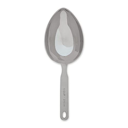 RSVP International Endurance Stainless Steel Measuring Scoop Collection, Oval, 1-Cup - size: Oval, 1-Cup