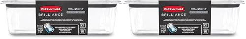 Rubbermaid Brilliance Food Storage Container, Large, 9.6 Cup | Clear | Pack of 2 - size: 9.6 Cup
