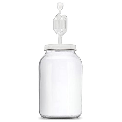 Glass One Gallon Fermentation Jar with Grommet Lid and S-Shaped Airlock - Airtight Seal With Air Lock Create the Perfect Brewing Vessel For Small Batch Fermenting