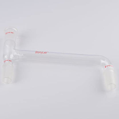 stonylab Borosilicate Glass 75 Degree Bent Distilling Adapter, with Two 24/40 Inner Joints and One Outer Joint, for Laboratory Distillation - size: 24/40 Joint