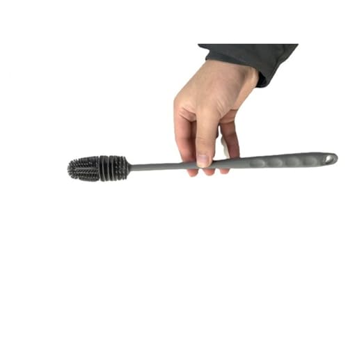 Silicone Soft Bristle Water Bottle Cleaner Brush with Extra Long Handle for Flasks, Tumbler, Glassware, Sports Bottles, Baby Bottles, Vases, Narrow Neck, Gray
