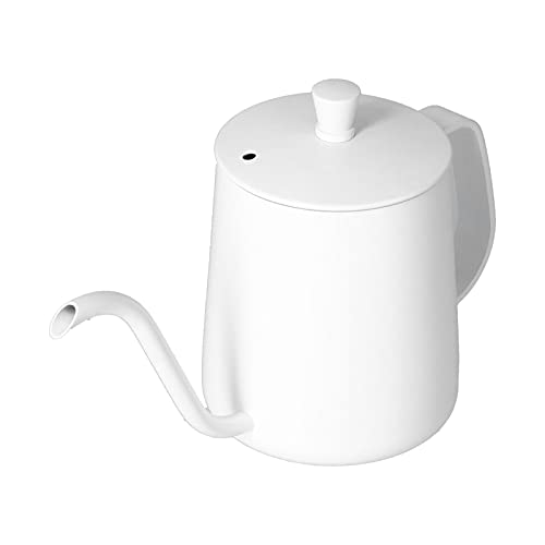 RiToEasysports 304 Stainless Steel Gooseneck Kettle with Thermometer Hole Coffee Pouring Pot Perfect for Hotels Restaurants, 8.6x5.4in (White 600ml) - color: White 600ml