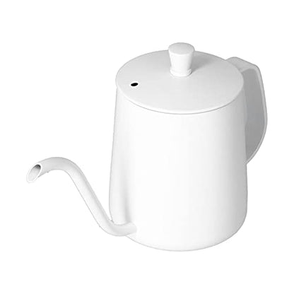 RiToEasysports 304 Stainless Steel Gooseneck Kettle with Thermometer Hole Coffee Pouring Pot Perfect for Hotels Restaurants, 8.6x5.4in (White 600ml) - color: White 600ml