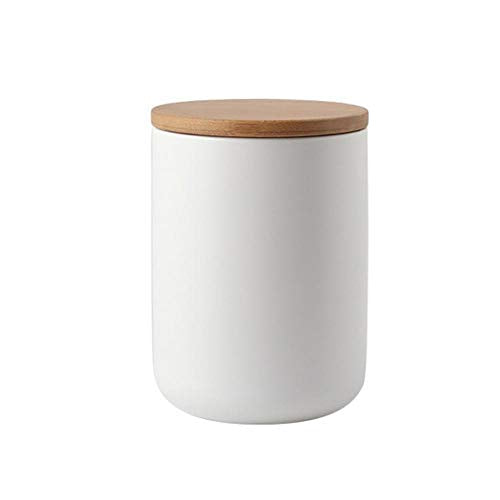 MilkyWay Ceramic Food Storage Jar Canister Modern Design Food Canisters with Airtight Seal Bamboo Lid, Loose Tea Coffee Spice Nuts Snacks Storage Jar Canister (White 27.05oz/800ml) - size: White 24.63oz/700ml
