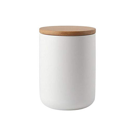 MilkyWay Ceramic Food Storage Jar Canister Modern Design Food Canisters with Airtight Seal Bamboo Lid, Loose Tea Coffee Spice Nuts Snacks Storage Jar Canister (White 27.05oz/800ml) - size: White 24.63oz/700ml