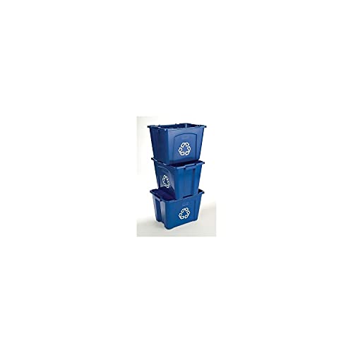 Rubbermaid Commercial Products Stackable Recycling Bin, 14 Gallon, Blue Storage Container, for Garage/Kitchen use for Boxes/Paper Recycle (Pack of 6) - size: 14G