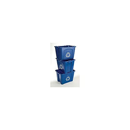 Rubbermaid Commercial Products Stackable Recycling Bin, 14 Gallon, Blue Storage Container, for Garage/Kitchen use for Boxes/Paper Recycle (Pack of 6) - size: 14G
