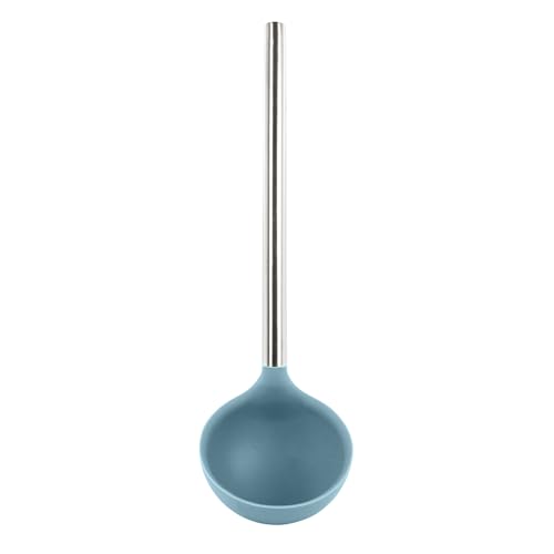 Tovolo Silicone Ladle with Stainless Steel Handle Blue Slate Soup Ladle Large, Dishwasher Safe Heat Resistant BPA Silicone Ladle Deep Spoon with Reinforced Nylon Core for Soup, Stew, Sauce & Punch - color: Blue Slate