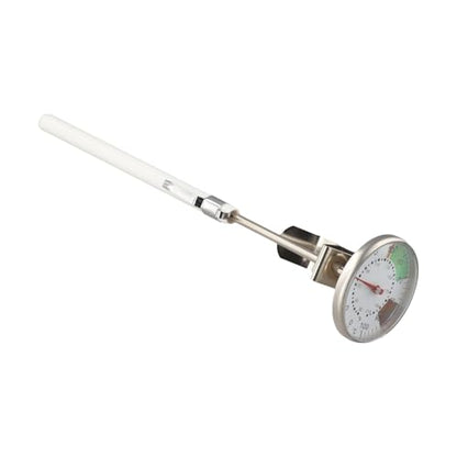 2-Piece Stainless Steel Milk Frothing Thermometer for Baristas, 1.73-Inch Fog-Resistant Dial, 30°F–210°F Range with Optimal Chocolate & Coffee Temperature Zones, Includes Adjustable Pitcher Clip