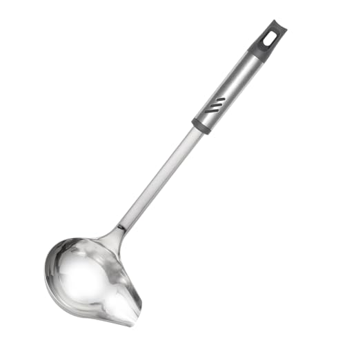Gravy Ladle with Spout, Stainless Steel Large Ladles for Serving Sauce, Metal Ladle with Long Handle for Kitchen, Comfortable Grip, Durable Construction, Silver (4 oz) - size: 4 oz Gravy Ladle