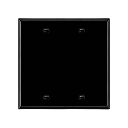 ENERLITES Double Blank Device Metal Wall Plate, Corrosion Resistant, Standard Size 2-Gang 4.50" x 4.57", Powder Coated Stamped Steel, 7702-BG, Black Gloss - color: Black Gloss, size: 2 Gang