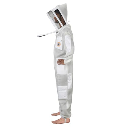 BP-411 Beekeeping Full Suit with Fencing Hat, Breathable Mesh, Sting Protection - Ultra Light Air Mesh - color: White, size: X-Small