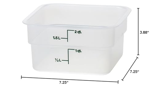 Cambro Food Storage Container - Classic Series Square - 2 QT (Quart) - Commercial Grade for Food Prep (Translucent) - size: 2 QT