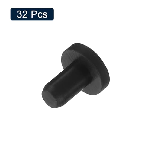 uxcell 32 Pieces Black Rubber Stopper, 3.3mm Plug Holes for 3mm/0.12" Hole - size: 3 mm