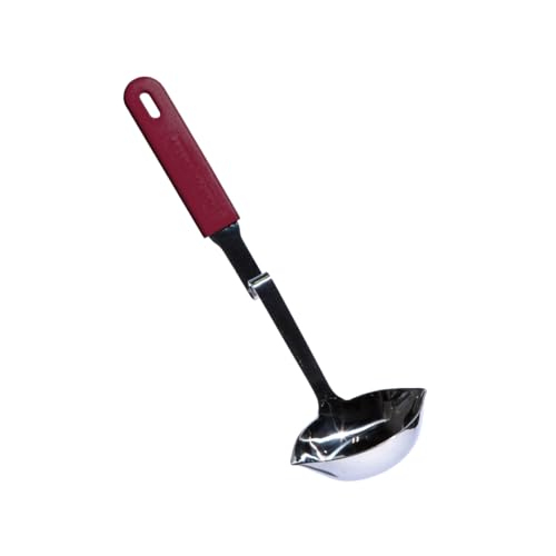 Souper Cubes + Lori Greiner No Mess Stainless Steel Soup Ladle with Silicone Handle - Metal Soup Ladle with No Mess Design That Hooks on Side of Any Pot - Cranberry - color: Cranberry, size: Ladle 1-Pack