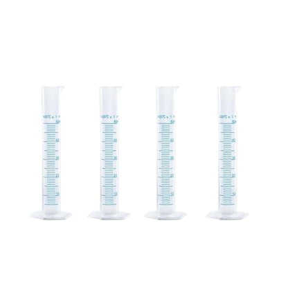 Plastic Graduated Cylinder Set - 25ml/50ml/100ml Measuring Cylinders for Science Lab, Chemistry Experiments, Kids Education - Shatterproof, Durable & BPA-Free (4-Pack 50ml) - size: 50ML